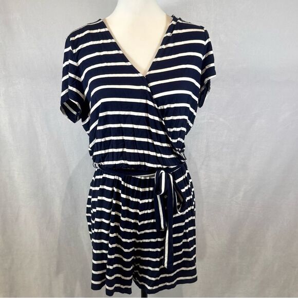 Gap navy and white striped nautical wrap romper size large - Picture 3 of 8